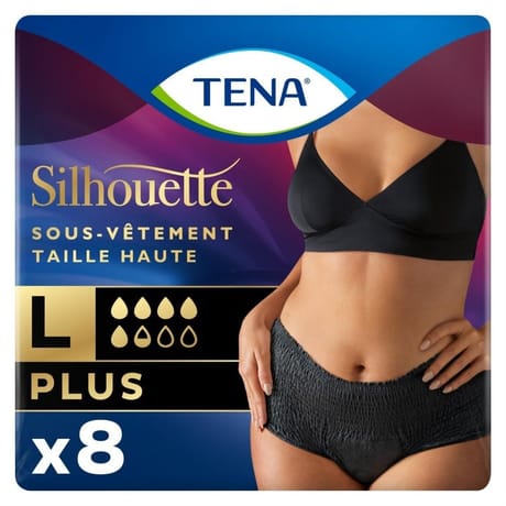 Tena silhouette plus serviettes L noir x8