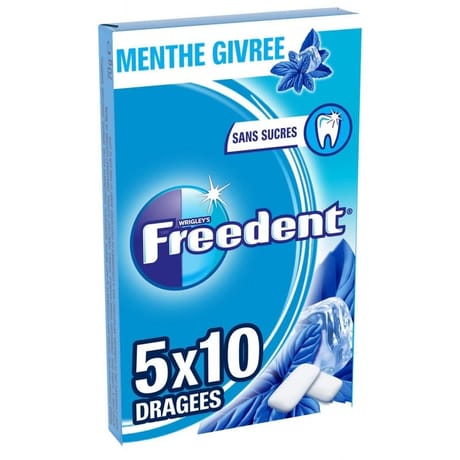 Freedent chewing-gum sans sucres menthe givrée 5x10-70g