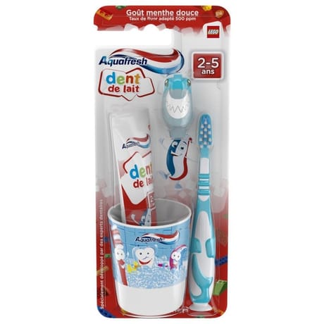 Aquafresh kit dent de lait (gobelet + brosse à dents + dentifrice 50ml) 3-5 ans