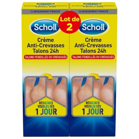 Scholl crème anti-crevasses talons 24h lot de 2