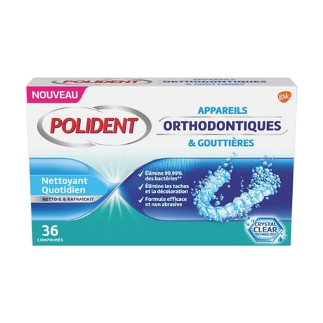 Polident nettoyant orthodontique 36 comprimés