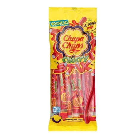 Chupa chups flowparck 8 cherry stix - gout cerise 80 g