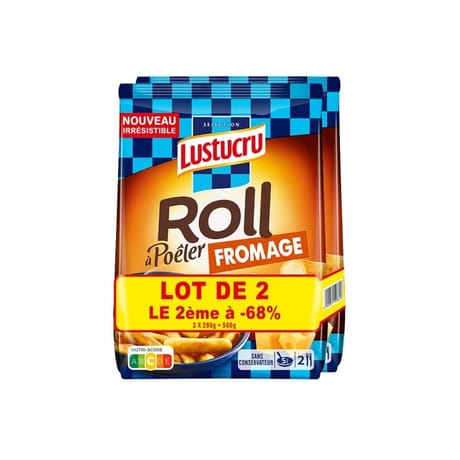 Lustucru lot de 2 gnocchi à poêler roll fromage 280g 1 acheté 2ème 68%