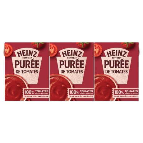 Heinz purée de tomates 3 briques x 212g 636g