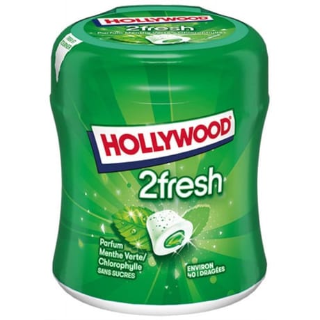 Hollywood 2Fresh menthe verte chlorophylle ss 40 dragées sphère 88g