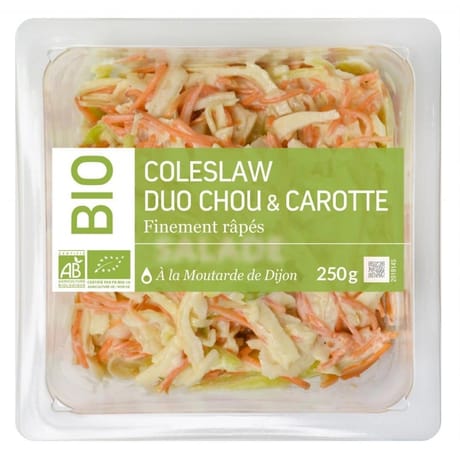 Coleslaw duo chou et carotte finement rapé à la moutarde de dijon bio 250g