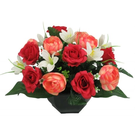 Renoncule Lys rose en coupe artificiel  coloris rouge saumon