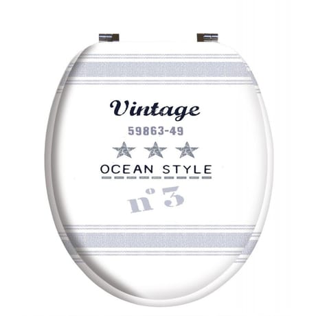 Abattant déco imprimé charnières ABS thermodur frein de chute vintage Océan