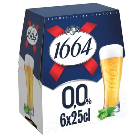 1664 0.0 bière blonde sans alcool 6x25cl 0.0%vol