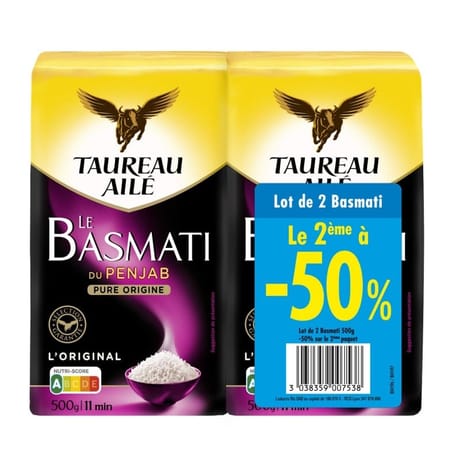 Taureau ailé riz basmati 2 x 500g "2ème à 50%"