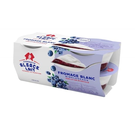 Alsace Lait bibeleskaes fromage blanc sur lit de myrtilles 6.2%mg 4x125g