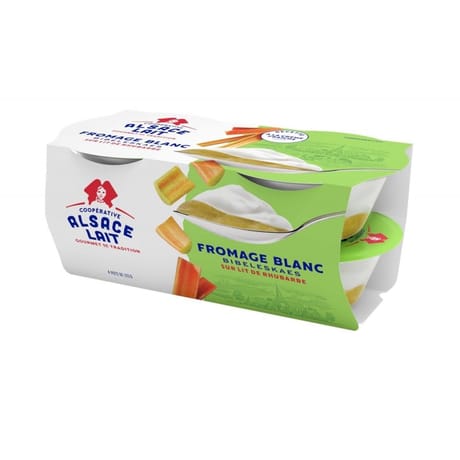 Alsace Lait bibileskaes fromage blanc rhubarbe 6.2%mg 4x125g