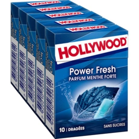 Hollywood power fresh menthe forte sans sucre dragées 5x10-70g