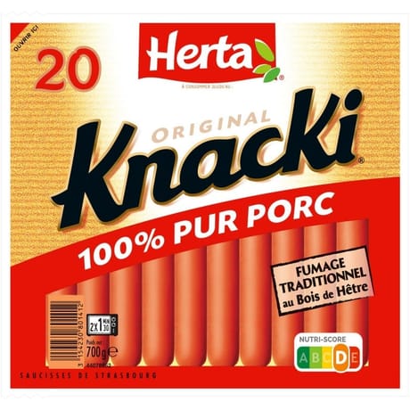 Herta knacki original 100% porc x20 700g