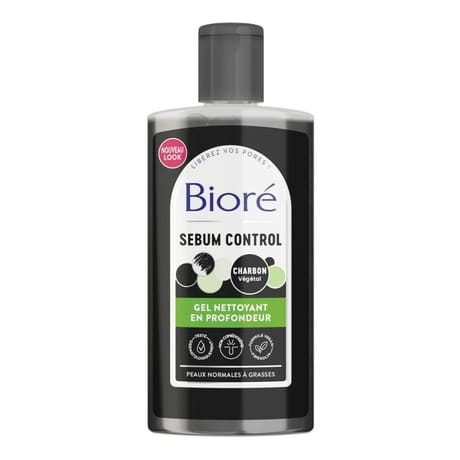 Bioré sebum control gel nettoyant en profondeur au charbon 200 ml