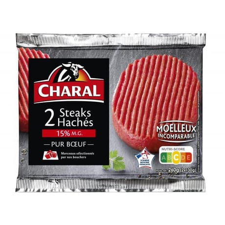 Steak haché pur boeuf 15% MG 2x130g Charal