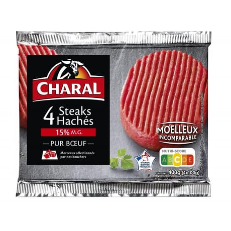 Steak haché pur boeuf 15% mg 4x100g Charal