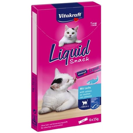 Vitakraft liquid snack saumon + omega 3 6x15g - 90g