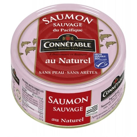 Connétable saumon sauvage de pacifique au naturel sans peau sans arretes 160g