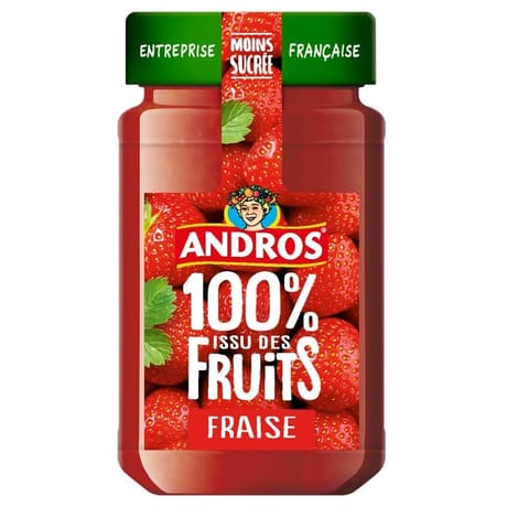 Andros confiture fraise 100% issu du fruit 250g