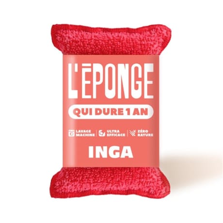 Inga éponge lavable grattante rouge x1