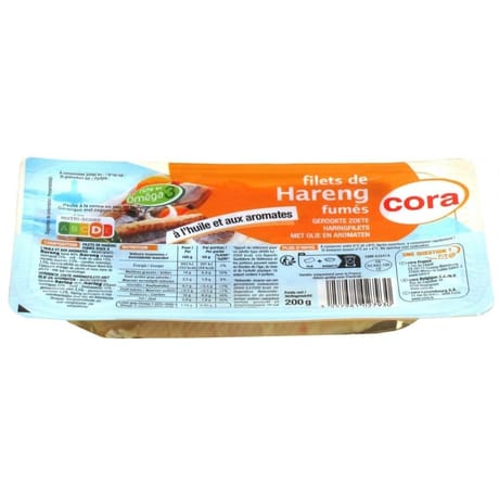 Cora filets de hareng fumés doux à l'huile et aux aromates 200g