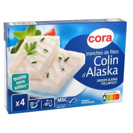Cora 4 tranches de filets colin d'Alaska 400g