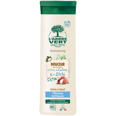 L'arbre Vert bien etre shampooing cheveux normaux parfum coton & litchi 250ml