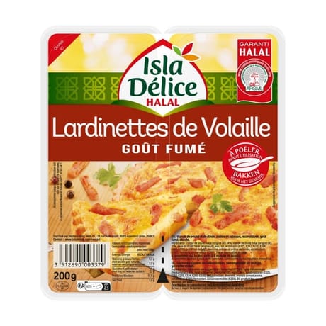 Isla Délice lardinettes de volaille goût fumé halal 2x100g