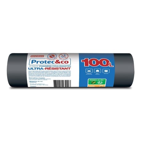Sacs poubelle ultra resistant antibacterien anti odeur 100L x10