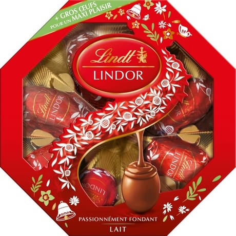 Lindt lindor boite cadeau lait médium oeufs 144g