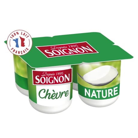 Soignon yaourt nature au lait entier de chèvre 4x125g