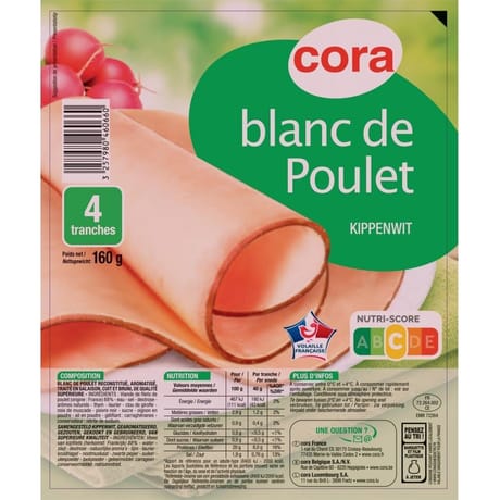 Cora blanc de poulet 4 tranches 160g