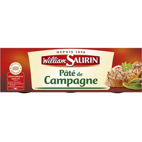 William saurin pâté de campagne en lot de 3 234g