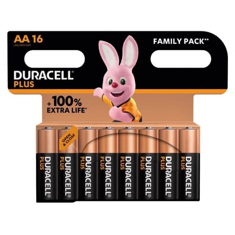 Duracell piles plus 100% aa x16 special offer 384g