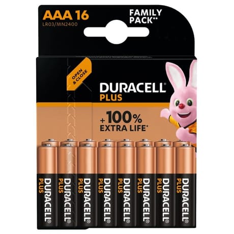 Duracell plus 100% aaa x16 special offer 185g