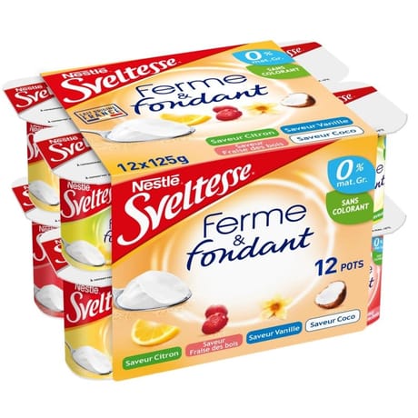 Sveltesse yaourt ferme et fondant allégé fruits panachés 12x125g