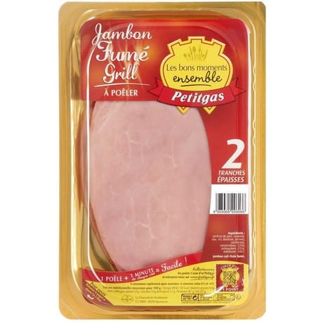 Petitgas jambon fumé grill 2 tranches épaisses 200g
