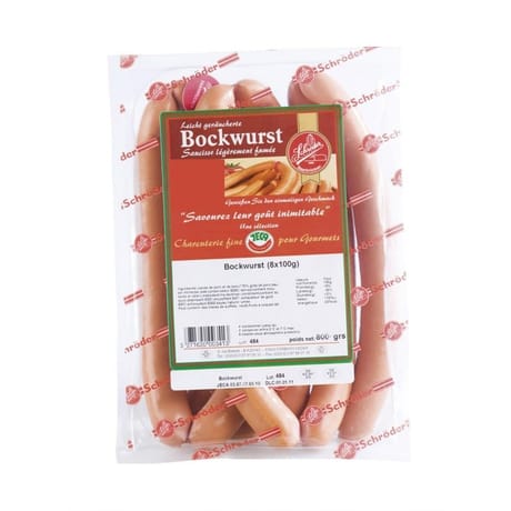 Jeca Bockwurst schroder saucisse légèrement fumée 8 x 100 g