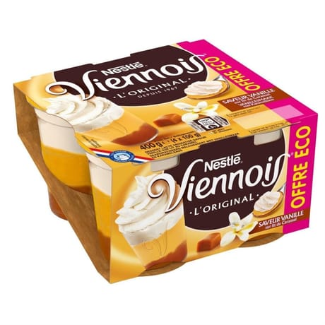Le Viennois Liégeois vanille sur lit de caramel 4x100g offre éco