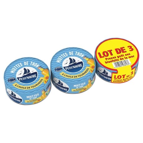 Petit navire thon miéttes huile tournesol 160 g x 3