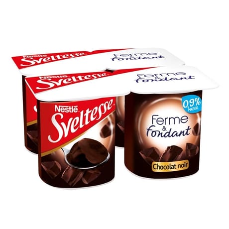 Sveltesse dessert ferme et fondant allégé saveur chocolat noir 4x125g
