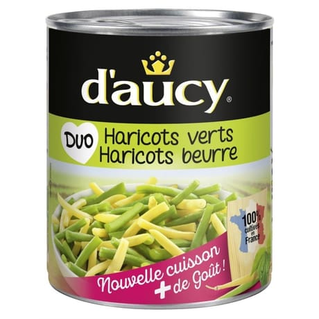D'aucy duo de haricots verts et haricots beurre très fins coupés 455 g