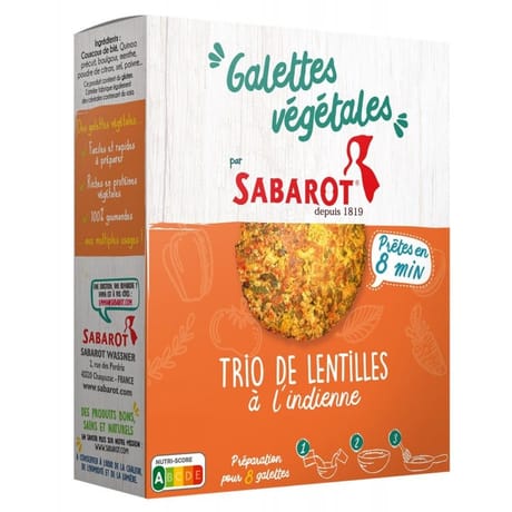 Sabarot galette trio lentilles indienne etui 170g x8