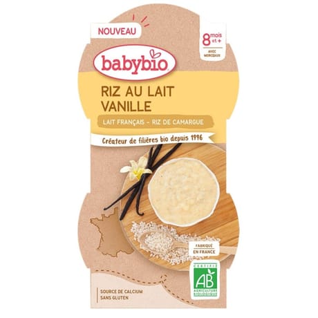 Babybio bols riz au lait vanille 2x110g