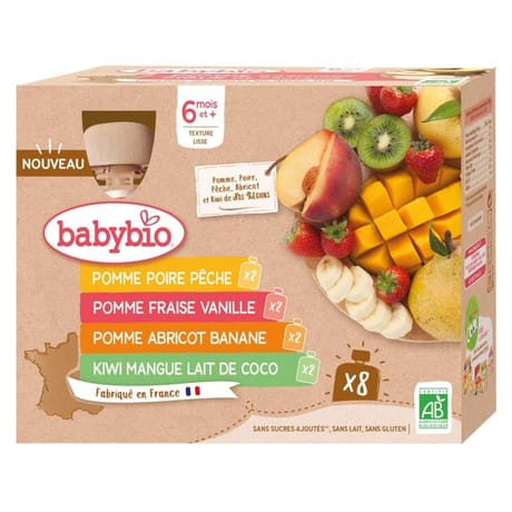 Babybio multipack gourdes fruits 8x90g