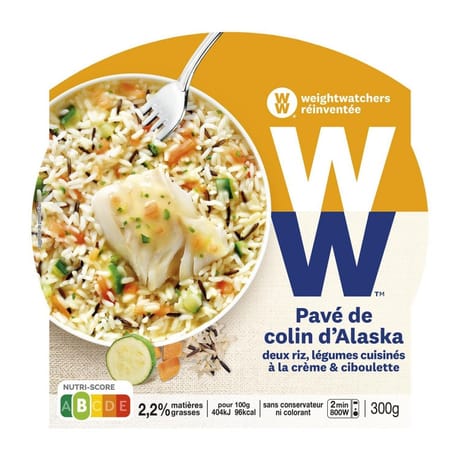 Weight Watchers pavé de colin d'alaska deux riz et légumes cuisinés - assiette micro-ondes 300g