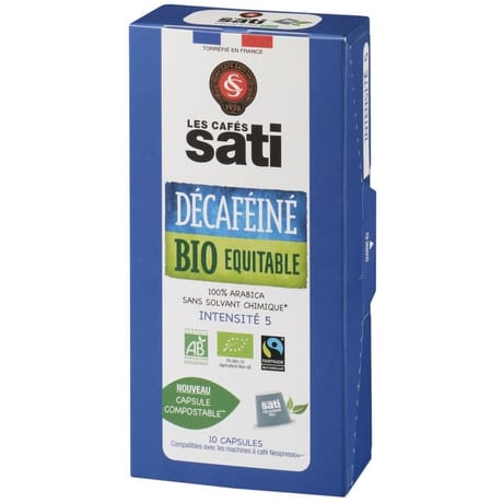 Sati cafe capsules décaféiné bio max havellar  x10 55g