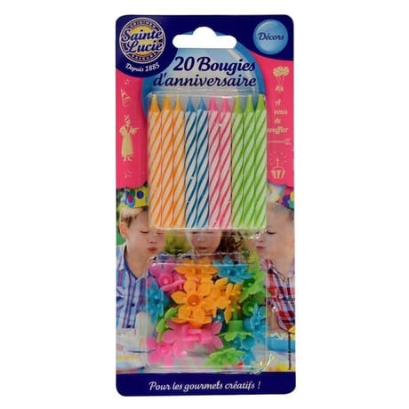 Sainte lucie bougies anniversaire multicolores x20
