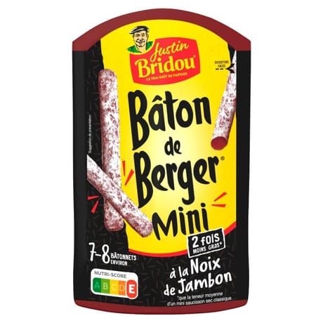 Justin Bridou just'un délice mini à la noix de jambon environ 8 bâtonnets 80 g